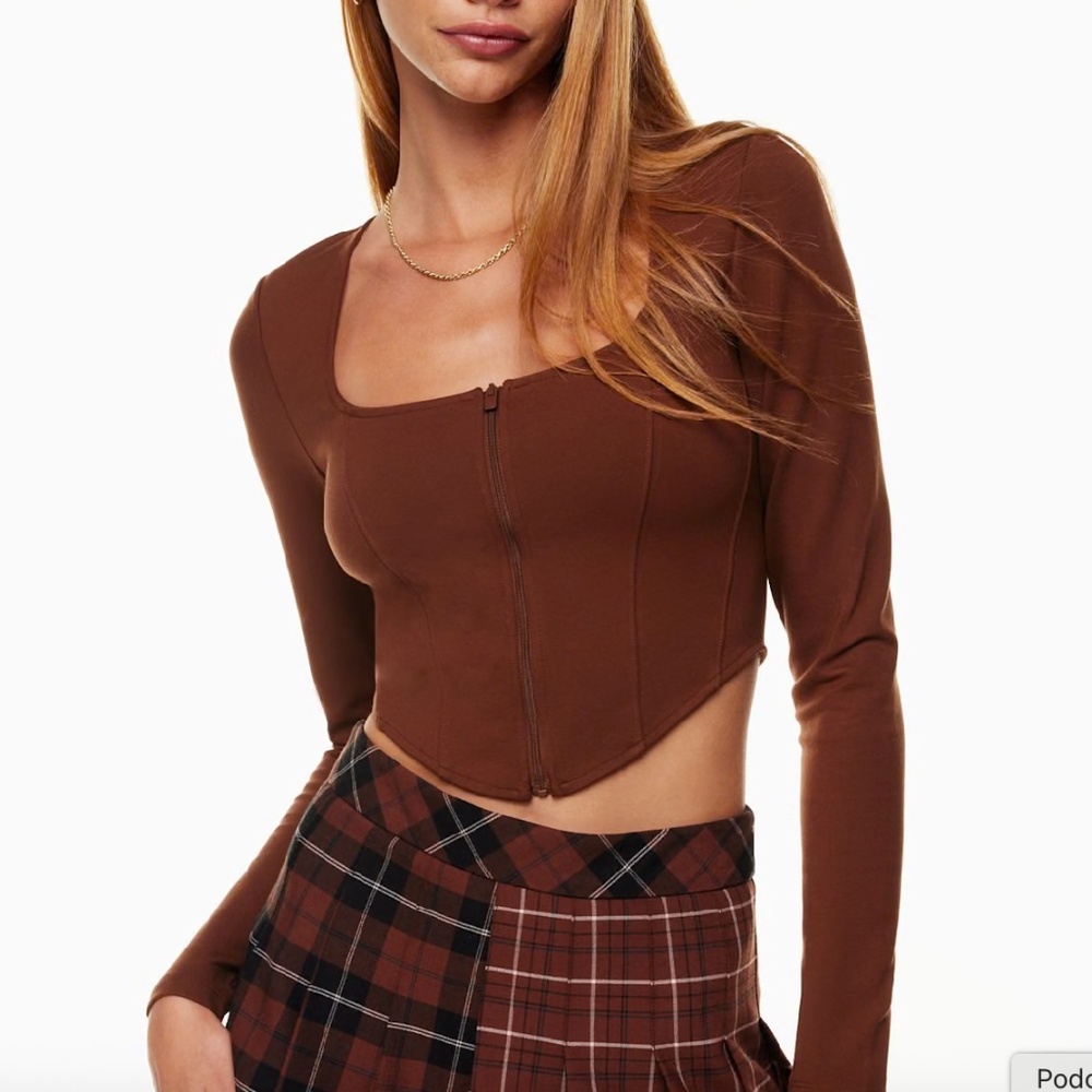 Sunday Best Chocolate Brown Long Sleeve Crop Top